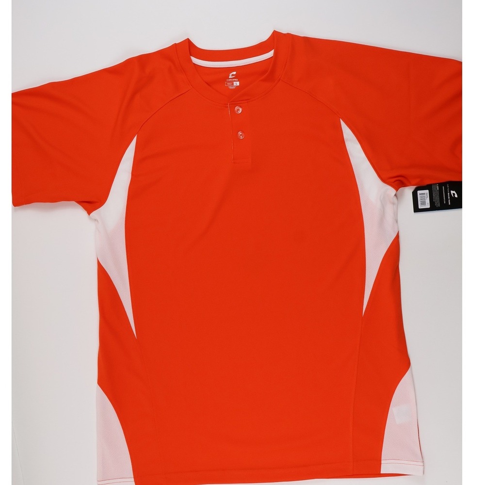 Champro Baseball Jersey Clutch Two-Button Orange White Large NWT